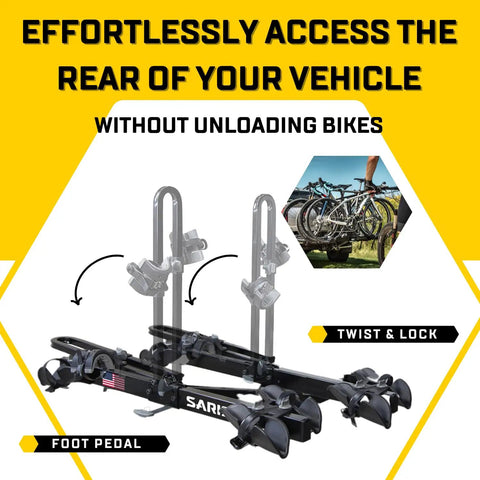 Heavy Duty 4 Bike Hitch Rack for 2 Inch Receiver, 190 Lb Total Weight, Tilt Down with image of bicycle loaded