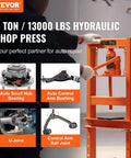 Heavy Duty 6 Ton H-Frame Hydraulic Shop Press For Garage Use showing components for auto repair like bearings and bushings.