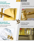 Comparison of a 4 Light Crystal Bathroom Vanity Light Fixture with gold chrome finish and round shade to another fixture, highlighting quality differences in materials and finish.