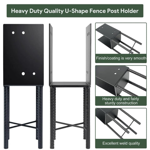 4 Pack Heavy Duty U Shaped Post Base For Concrete Foundations, 5.7x5.7 Inch Stainless Steel Guardrail Bracket For Decks Fences Railings Gazebos And Pergolas, Tough As Nails, Built To Last