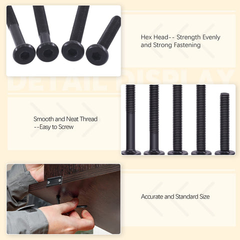 181-Piece M6 X 15-80mm Hex Socket Cap Bolts Hardware Kit For Cribs And Furniture Including Barrel Nuts Nutserts T-Nuts