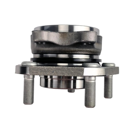 Side view of front wheel hub and bearing assembly fits Rogue 2014 2023 Qashqai 2017 2018 Rogue Sport 2017 2022 AWD FWD 5 lug bolt on replacement.