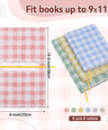 Six Pack Stretchy Book Covers For Hardcover And Paperback Up To 9 By 11 Inches With Aesthetic Floral And Gingham Patterns