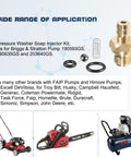 Pressure Washer Soap Injector Kit Replacement For Briggs And Stratton, brass parts with o-rings and springs, wide application