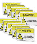 PVC Machinery Safety Warning Stickers Ten Pack High Visibility Adhesive Labels For Factory Equipment Warning Signs Durable