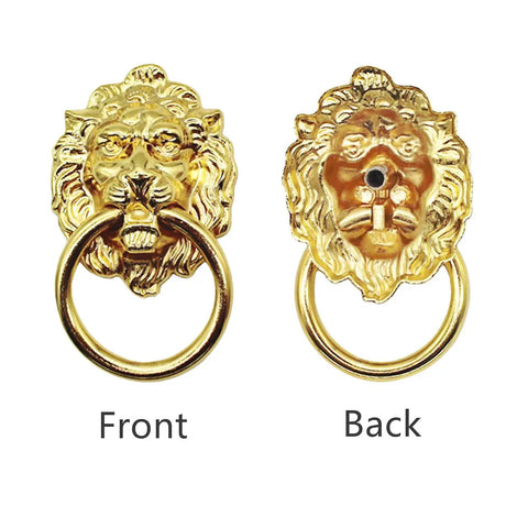 6 Pack Lion Head Dresser Pull Knobs With Rings Gold Finish Antique Style Cabinet Hardware For Drawers Cabinets Wardrobes Bookcases Dressers