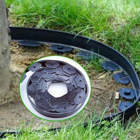 Black Garden Edging Set 16.4 Feet Long With 15 Edging Pieces And 15 Landscape Fixing Spikes Two Inches Tall For Flower Beds