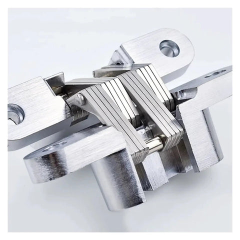 Close-up of 2 Pack Hidden Gate Hinges Stainless Steel Concealed Barrel Invisible Hinge for Wooden Boxes and Gates, 180 Degree Folding