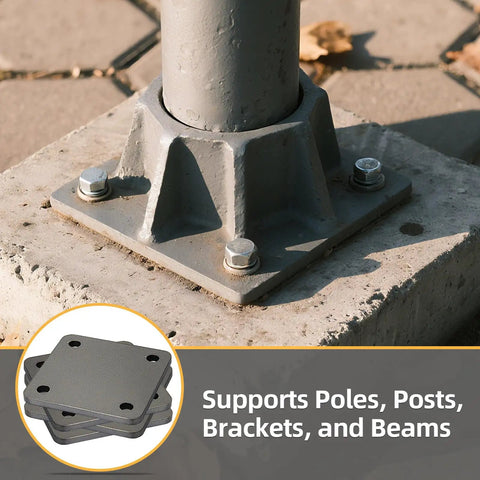 8 Pack 4x4 Inch A36 Steel Plates Quarter Inch Thick Hot Rolled Weldable Square Metal Plates With Four Holes supporting pole base