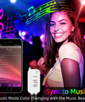 66 Foot RGB LED Strip Lights Kit With Music Sync App Control Remote showcasing color-changing mode in party setting