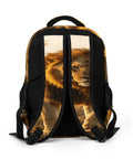 Back angle of Dope Golden Hour Lion Printed Unisex Backpack With Large Capacity For School Travel And Everyday Carry Durable Polyester