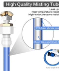 Upgraded 2025 Outdoor Patio Misting System with 3 brass nozzles, 6.6ft leak-proof hose, rust-less aluminum, EVA heat shrink coating.