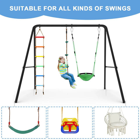 Two Seat Swing Stand For Indoor And Outdoor Use Heavy Duty Metal A Frame Built To Last Up To 440lbs With Ground Stakes