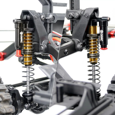 Beefy 100mm Aluminum Adjustable Piggyback RC Shock Absorber For One Tenth Crawlers Like Axial SCX10 TRX4 TRX6 D90 installed