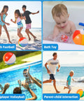 Beach Balls Bulk 12 Pack 9 Inch Inflatable Pool Toys used in various activities like beach football, bath toy, volleyball, parent-child interaction.