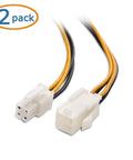 2 Pack ATX Power Supply 4 Pin CPU Extension Cables 8 Inch PSU To Motherboard CPU Power Connector Extension