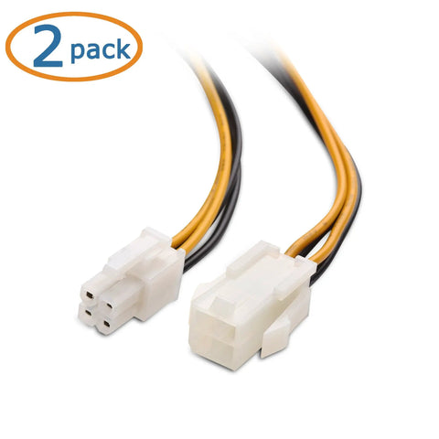 2 Pack ATX Power Supply 4 Pin CPU Extension Cables 8 Inch PSU To Motherboard CPU Power Connector Extension