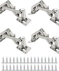 170 Degree Frameless Cabinet Door Hinges With Hidden Hydraulic Buffer Adjustable Mounting Soft Close Stainless Steel Damping For Wardrobe 2 Pairs Full Coverage Fit, showing four hinges and screws