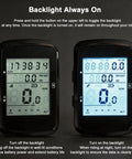 Two GPS Cycling Computer With Wireless Ride Data, IPX7 Waterproof Bike Speedometer Odometers with backlight feature displayed.
