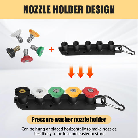 Pressure Washer Gun Replacement Kit With Jet Wand And Five Nozzles, Wide Compatibility For Ryobi, Karcher, Greenworks And PowerStroke nozzle holder