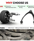 Comparison of steel and rusted forged steel front upper control arm with ball joint suspension kit for 2007-2016 GM vehicles.