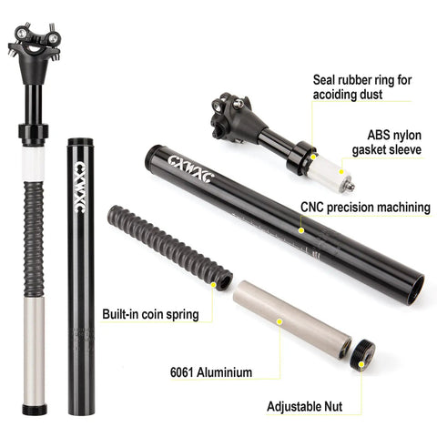 Suspension Bicycle Seat Post With Coil Spring For Comfort Fit 27.2mm 30.9mm 31.6mm Diameters And 400mm Length Shock Absorber Seatpost