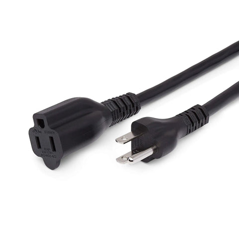 10 Ft 3 Prong Indoor Extension Cord Set, 2 Pack, Tough Duty Power Extenders For Home And Garage, 13 Amp 125V Black, 16 AWG Cords For Electronics, Tools, And More. black 10 ft cord with 3-prong plug and outlet