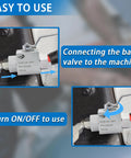 TieMin high-pressure hydraulic ball valve, 3/8 in NPT, 7250 PSI, silver metal, inline installation (front view)