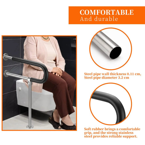 Sturdy 23.6 Inch Handicap Grab Bar For Bathroom With Non Slip EVA Handle, Stainless Steel Wall Mounted Rail Supports Up To 440 Lb