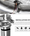 2.75 Inch V Band Clamp Quick Release Stainless Steel Exhaust Clamp with installation steps and details for performance systems