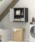 Heavy Duty Wall Mounted Steel Garage Cabinet With Locking Doors And Adjustable Shelves Built To Last Storage For Your Workshop Or Shed Utility Room Black And Gray Finish