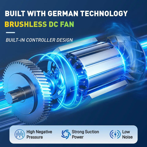 Heavy Duty Industrial Laser Fume Extractor With Badass 1200W Suction And Automatic Pulse Jet Cleaning For Welding Cutting And Solder Smoke Pickup Pro Grade Shop Solution brushless DC fan with built-in controller design.