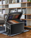 Fireproof File Box Safe Organizer With Lid For Hanging Letter And Legal Folders, Collapsible Document Storage Case Open View