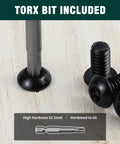 Rock Hard 1/4-20 X 1 Inch Button Head Security Screws Crafted From Premium 304 Stainless Steel With Grippy Black Pinned Torx Drive with included driver bit.