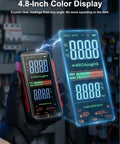 Auto Range True RMS Digital Multimeter With USB Rechargeable Battery Voltmeter showing 4.8-inch full color LCD display