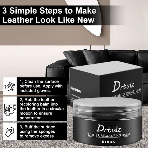 Leather Recoloring Balm And Restorer Kit For Sofa Car Seats Vinyl Furniture And Shoes That Delivers Dope Color Revival shown with instructions