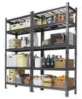 Beefy 5 Tier Metal Garage Storage Shelving Unit, 36 Inch Wide, Adjustable Shelves, Heavy Duty Steel, Up To 2200 Lbs Total Capacity, Ideal Tool Organizer For Home Garage, Workshop, And Storage filled with pantry items