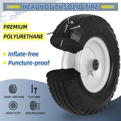 Flat Free Tire And Wheel 4.10 3.50 6 Size For Wheelbarrow And Hand Truck, 12 Inch Diameter, Puncture-Proof Design
