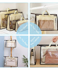Clear Purse Storage Bags 8 Pack Hanging Zipper Organizers for handbags and purses 4 size set closet organization see through bags
