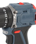 Close-up view of Heavy Duty Brushless Cordless Drill Set showcasing variable speed trigger and torque adjustment features.
