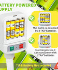 Portable Battery Powered Fuel Transfer Pump With 3 Adapters showing battery compartment with AA batteries visible