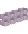 Level Up Your Nest With These Dope Ribbed Plastic Storage Bins A Set Of Eight Spacious Open Baskets in lilac color.