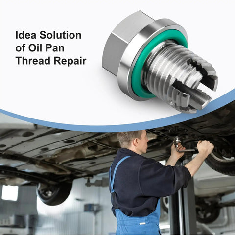 Oversize Piggyback Oil Drain Plug Kit Beefed-Up Stainless Steel 304 Self Tapping Oil Pan Thread Repair For M14.1-1.5 X 15mm
