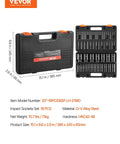 Impact Socket Set One Half Inch Drive, 19 Piece Deep Sockets, Six Point, CRV Steel, Heavy Duty Build with Rugged Storage Cage