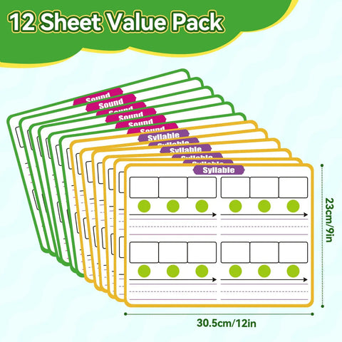 Phonemic Awareness Dry Erase Flash Cards Set For Phonics Practice With Elkonin Boxes Classroom Must Have Kid Friendly