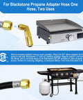 Five Foot Propane Adapter Hose With Regulator And 90 Degree Elbow For Tabletop Griddles Connects 1lb To 40lb Tanks