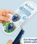 Using 4-In-1 Box Cutter And Package Opener Tool With Heavy Duty Scissors Retractable Blade And Screwdriver to open plastic package