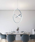 Lit Modern LED Pendant Light With Irregular Ring Design, 6000K Cool White, 33W 1980lm Not Dimmable, Ceiling Hanging Chandelier in dining area