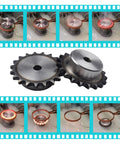 Beefy 9 Tooth Roller Chain Sprocket For One Quarter Inch Pitch, 8mm Bore, C45 Carbon Steel with Hardened Teeth