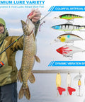 Premium lure variety with colorful artificial bait and dynamic spinners, part of the 3 Layer Tackle Box With Tackle Included kit.